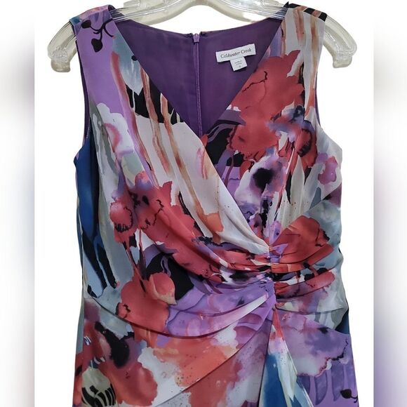 Coldwater Creek Purple Multicolored Floral Print V-neck Dress Sz 6 - Picture 3 of 10